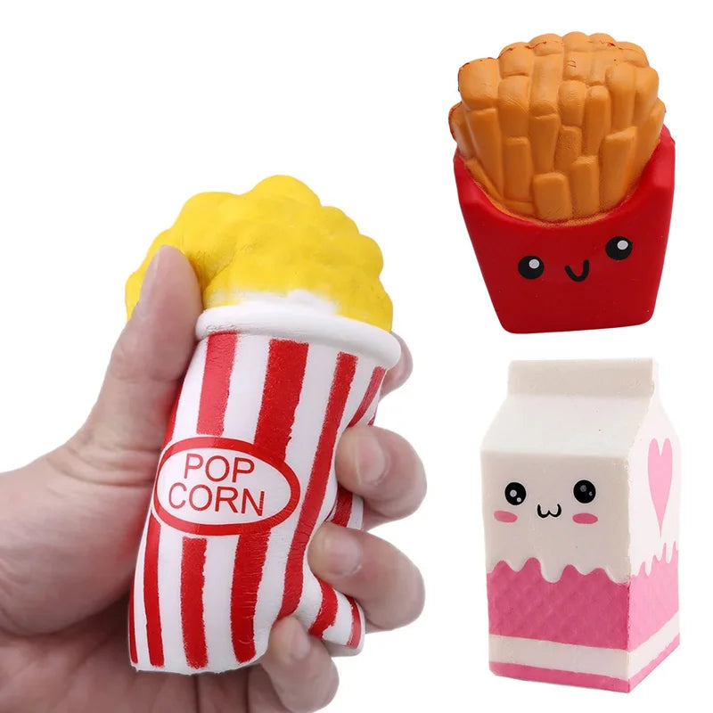 Popcorn Squeeze Toys Kawaii Food Fries Chips Milk Box Slow Rising Soft Squeeze Toy Fun Gags Joke Par