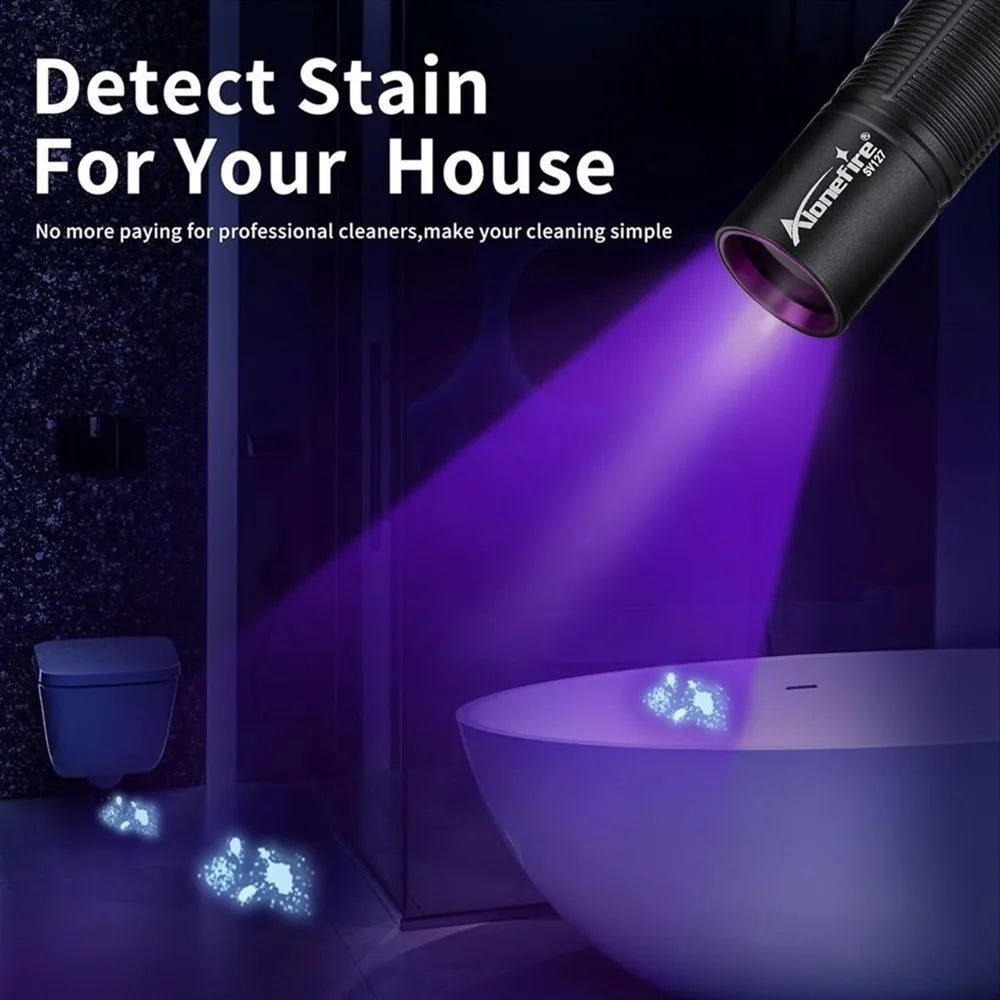 Mini 365nm/395nm Blacklight UV Flashlight | USB Rechargeable Pet Urine Detector additional angle