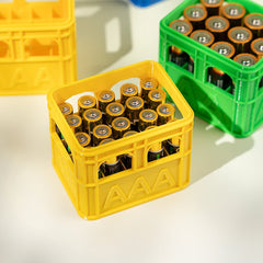 3D Printed Beer Crate Style Stackable Battery Storage Box | AA AAA 18650 21700 9V Orga close-up view
