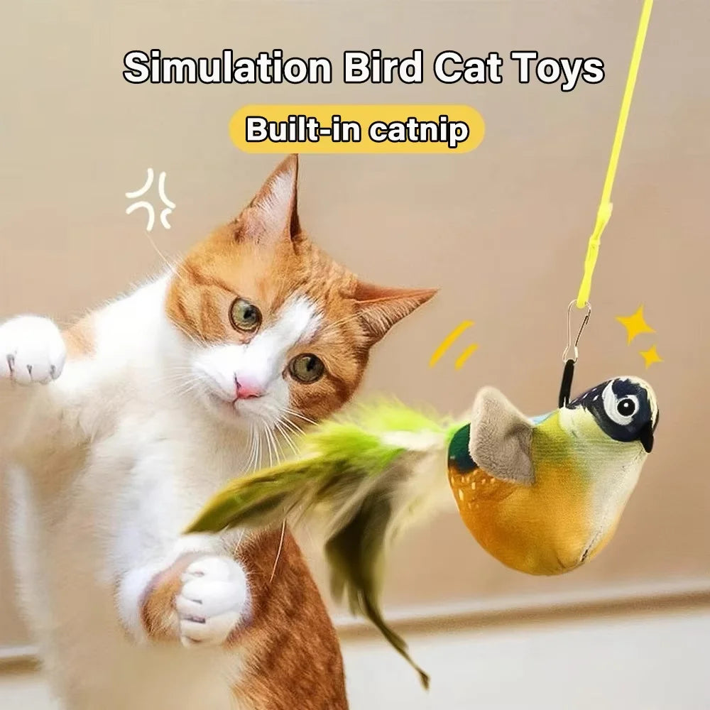 Interactive Cat Toy with Realistic Bird Sound | Plush Chirping Bird Catnip Toy for Cats detail view