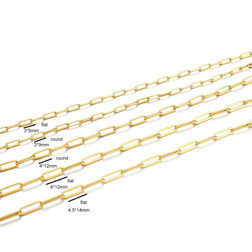 1M 3/4mm Stainless Steel Chain No Fade Cable Gold Chains for Necklace Bracelet Anklet close-up view