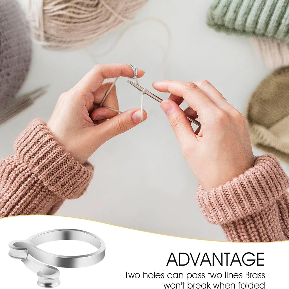 2pcs Adjustable Knitting Crochet Loop Ring Knittied Yarn Guide Finger Faster Holder Th close-up view
