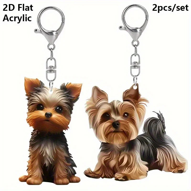Cute Puppy Acrylic Keychain Car Rearview Mirror Pendant additional angle