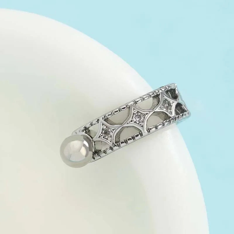 New Hollow Heart Ear Bone Nail for Women Girls Stainless Steel Silver Color Zircon Pi lifestyle view