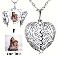 Custom Photo Pendant Necklace | Personalized Angel Wing Gift