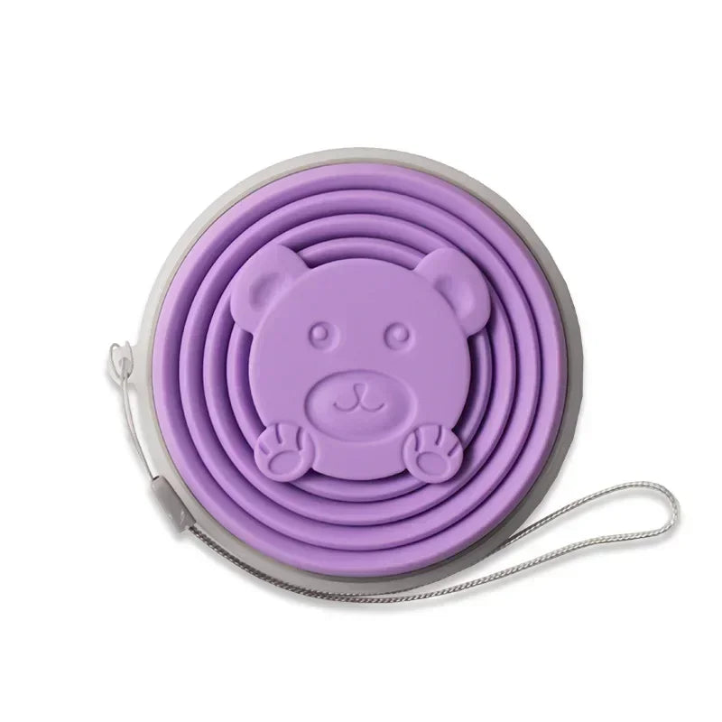 180ml Outdoor Silicone Folding Cup Travel Casual Mug Cartoon Bear Collapsible Reusable close-up view