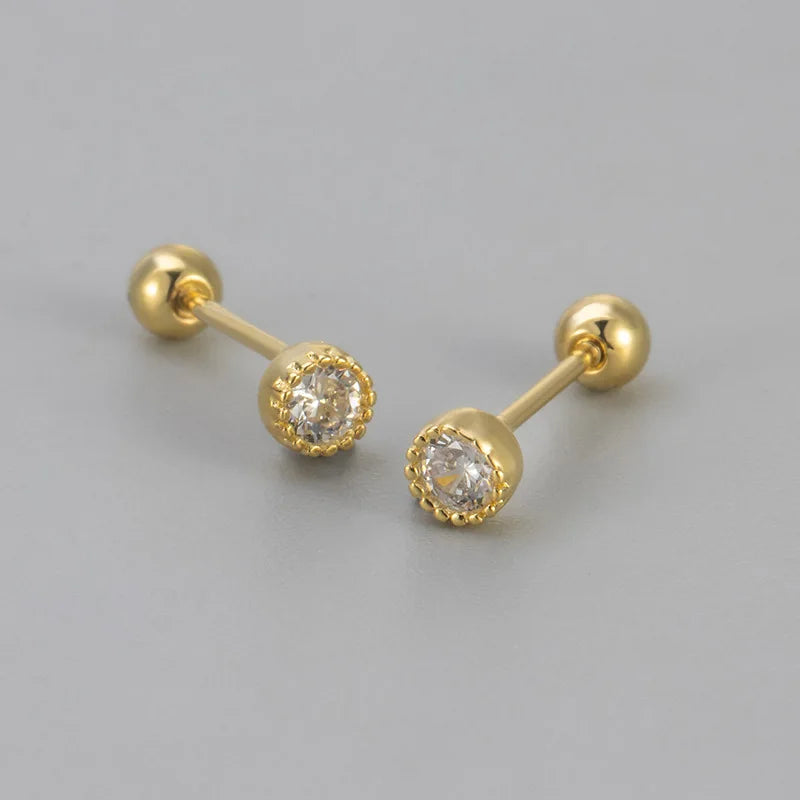 6PCS Shiny Crystal Crown Zircon Flower Stud Earrings Sets For Women Geometry Round Ea alternate view