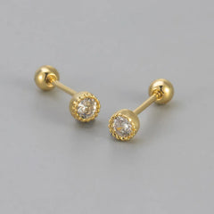 6PCS Shiny Crystal Crown Zircon Flower Stud Earrings Sets For Women Geometry Round Ea alternate view