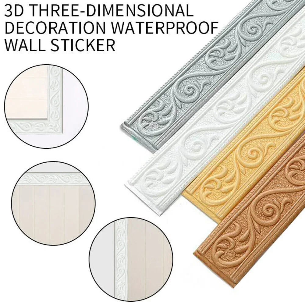 3D Tiles DIY Sticker Waterproof Skirting Sticker | Self-Adhesive Border Trim for Wall alternate view