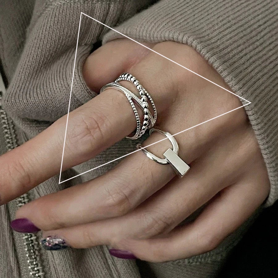 VENTFILLE 925 Sterling Silver Trend Arched Wide Ring For Female Geometry Punk Design alternate view