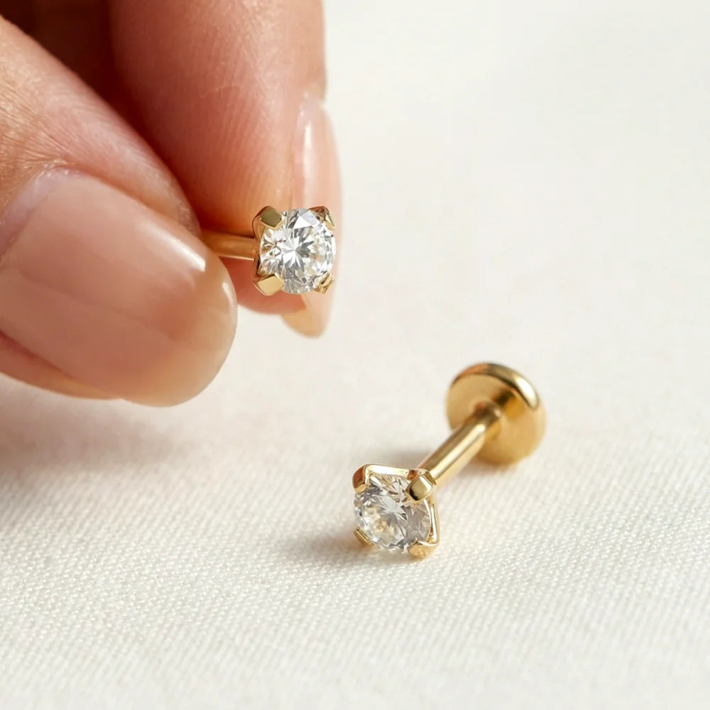 2/8PCS Stainless Steel Eearring Nose Stud Cartilage Piercing Jewelry Helix Tragus L additional angle