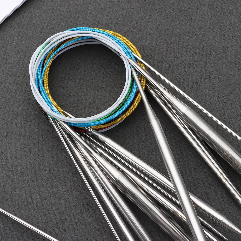 80/100cm Stainless Steel Circular Needle Round Weaving Knitting Needles Handmade Croch close-up view