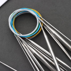 80/100cm Stainless Steel Circular Needle Round Weaving Knitting Needles Handmade Croch close-up view