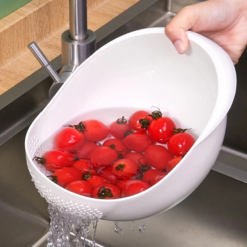 Basket Colander Plastic Sieve Fruit Vegetable Bowl Drainer Cleaning Tools Home Kitc additional angle