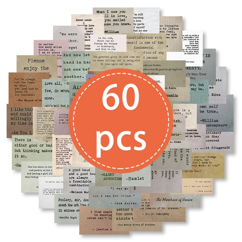 50PCS Retro Typewriter Style Motivational Quotes Stickers Inspirational Vintage Journ alternate view