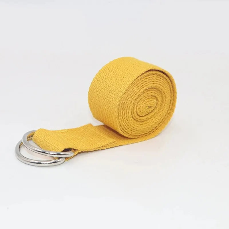 Cotton Yoga Strap | Adjustable D Ring Buckle Belt for Pilates and Dance close-up view