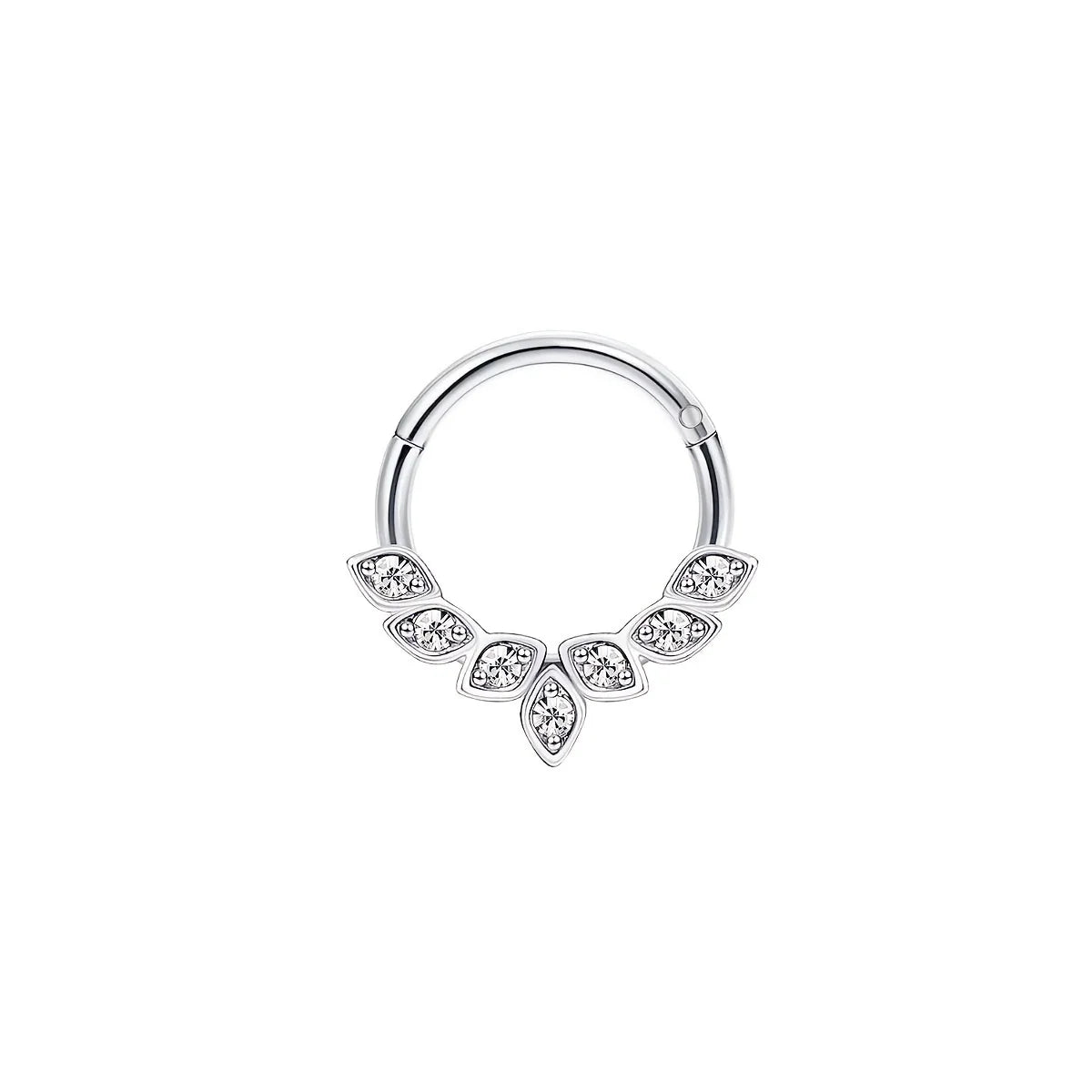 1-5pcs 16G Fashion 316L Stainless Steel CZ Hinged Septum Clicker Nose Hoop Rings,Daith H detail view