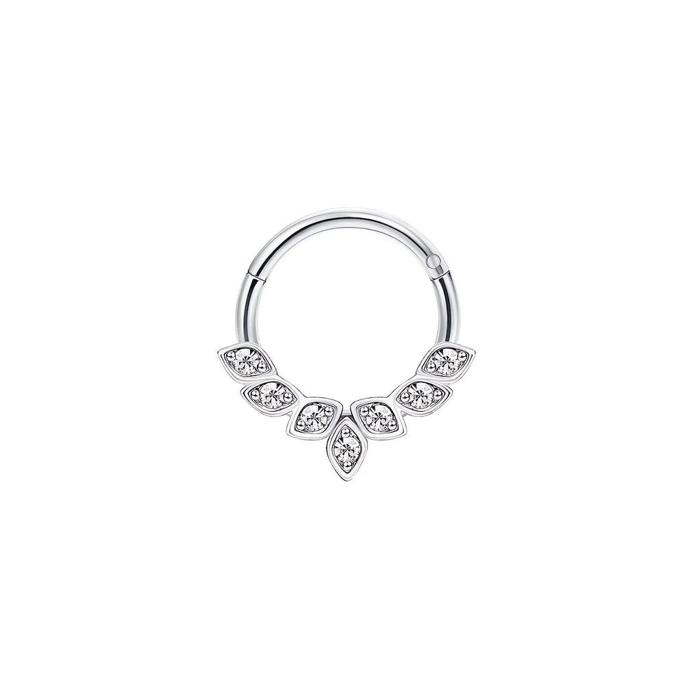 1-5pcs 16G Fashion 316L Stainless Steel CZ Hinged Septum Clicker Nose Hoop Rings,Daith H detail view