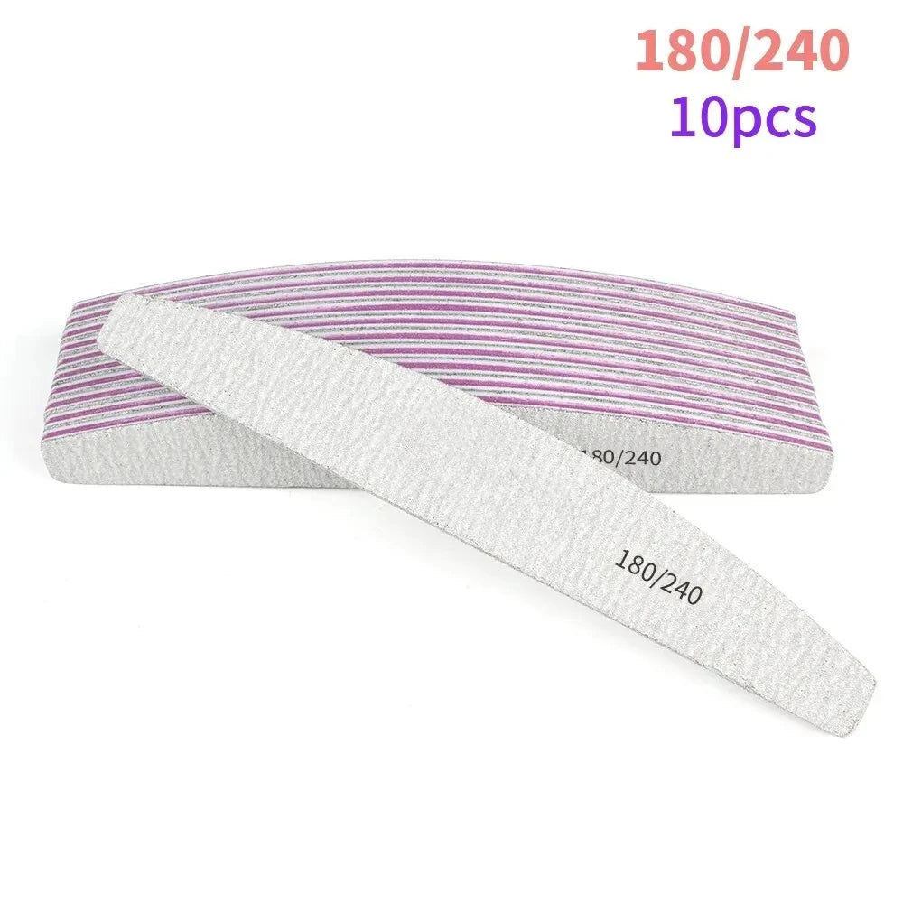 10Pcs/Lot 80/100/150/180/240 Grit Limas Trimmer Lime Nail Art Ongle Manicure Tool N additional angle