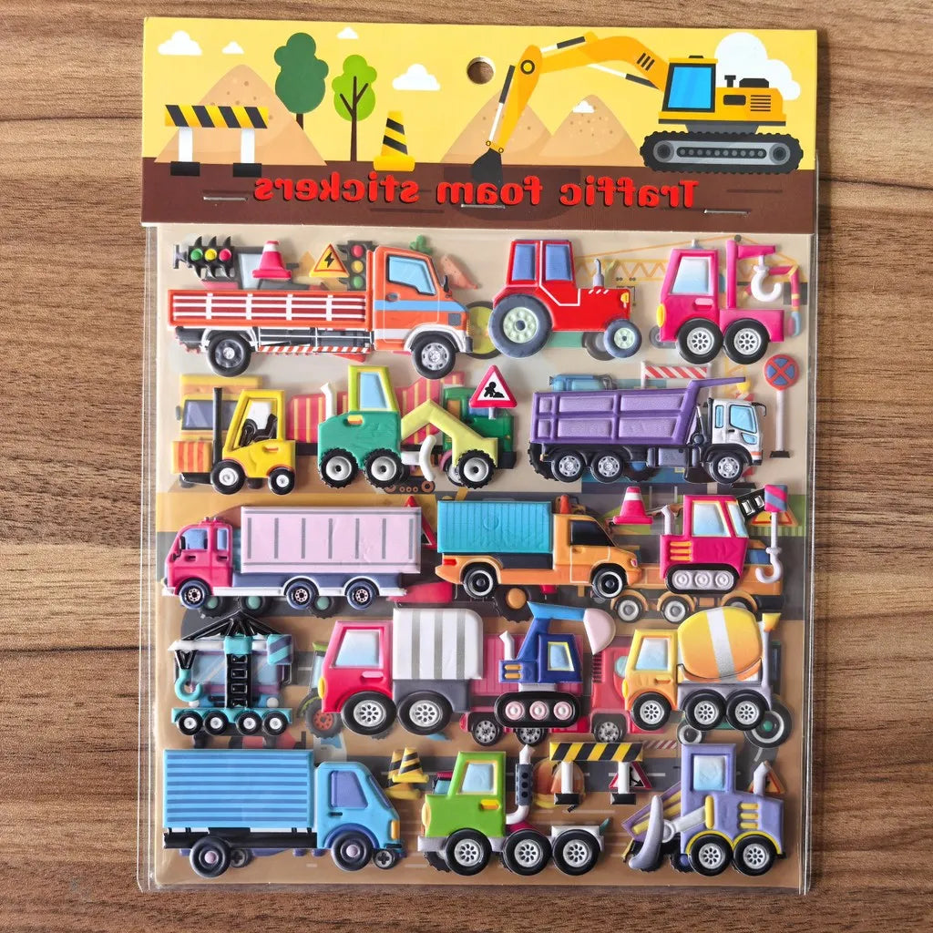 9 Styles Cute Double Layer 3D Foam Stickers | Alphabet Cars Food Cartoon for Notebook Journal Phone Case Decoration