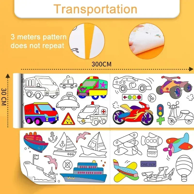 Children's Drawing Roll Sticky Color Filling Paper Graffiti Scroll Coloring Paper Roll f detail view