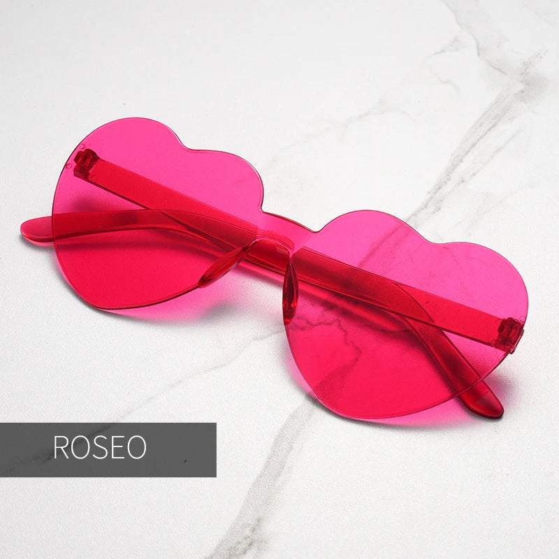 Color heart shape ocean personality Frameless Children's Sunglasses Candy Love Sungla close-up view