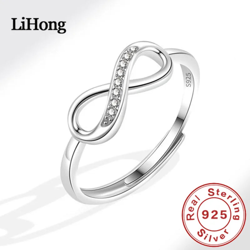 Lihong 925 Sterling Silver Mobius Ring for Women Unique Fashion Jewelry Accessory with Special Desig