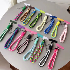 IN Korea Universal Braided Short Mobile Phone Lanyard Strap Hanging Chain Ring Cord with Patch Wrist