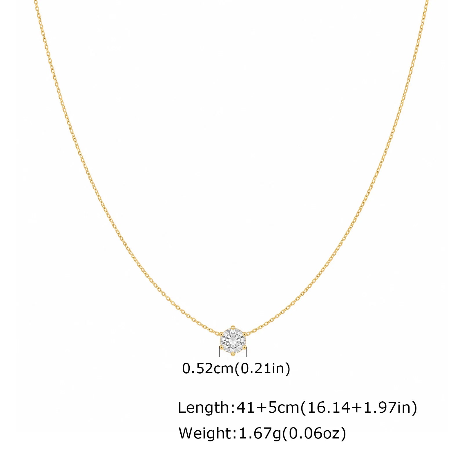Minimalist Solitaire Zircon Choker Necklace, Crystal Pendant, 18K Gold Plated Stainle alternate view