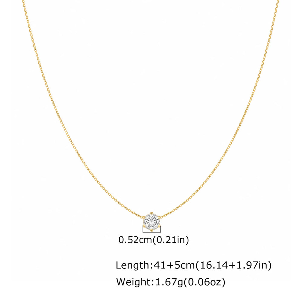Minimalist Solitaire Zircon Choker Necklace, Crystal Pendant, 18K Gold Plated Stainle alternate view