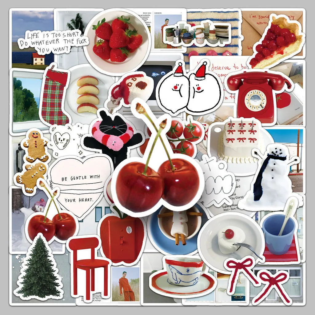 50Pcs Creamy Korean INS Style Stickers - Aesthetic Pastel Decor for Notebook/Guka - W lifestyle view