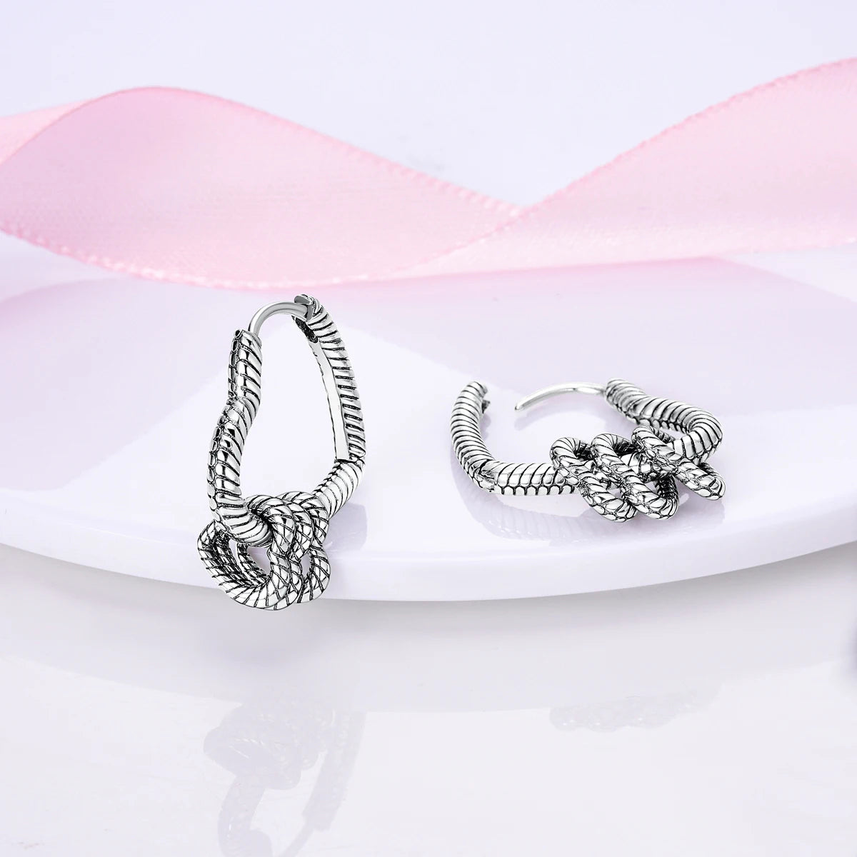 Original 925 Sterling Silver Women Hoop Earrings High Quality Shine Zircon U Shaped C lifestyle view
