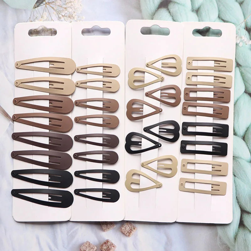 8Pcs/set Japanese Korean New Coffee Color Matte Bb Clip Metal Bangs Broken Hairpin DIY Paint Hairpin