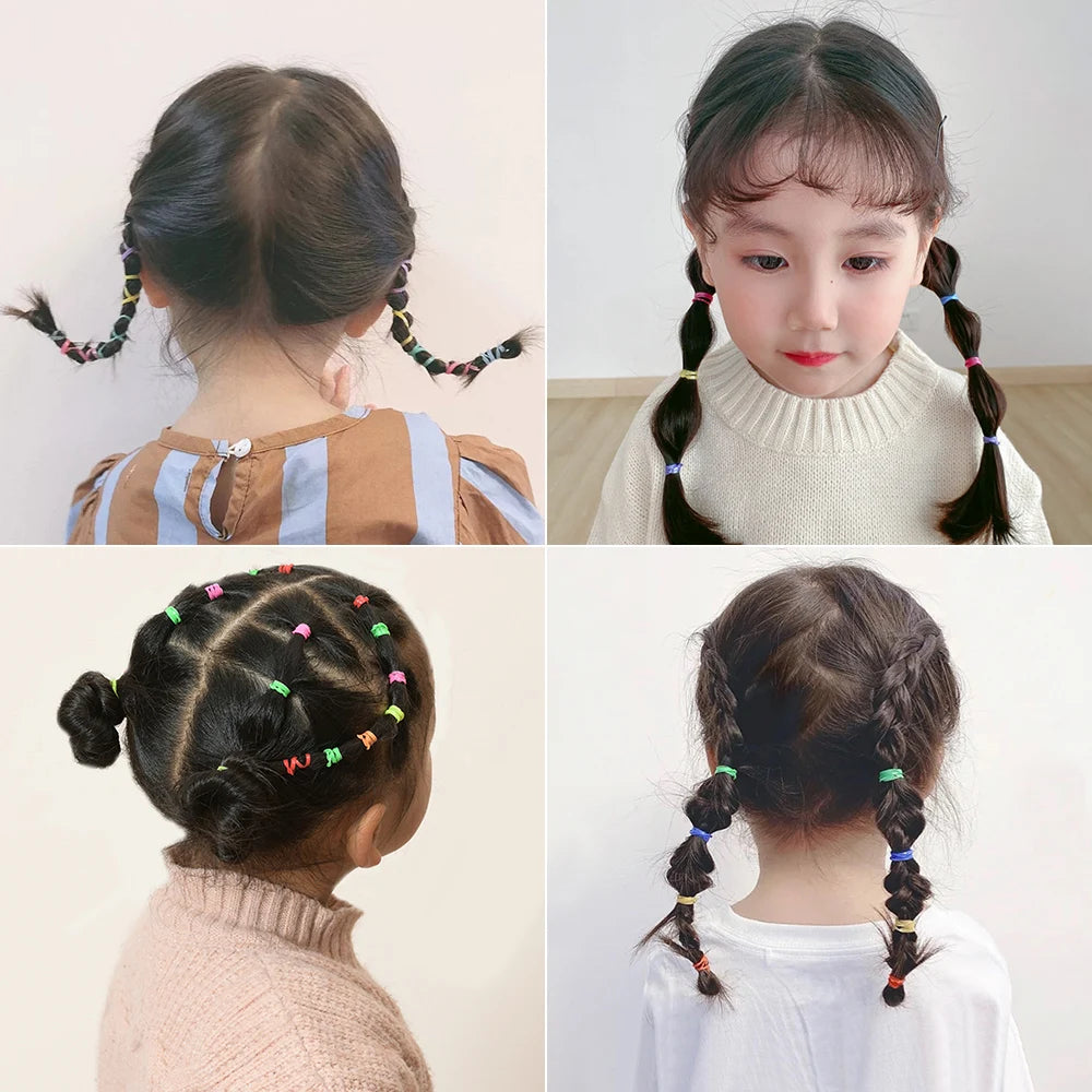 500/1000/2000pcs Girls Colourful Disposable Rubber Band Hair Ties Headband Children P alternate view