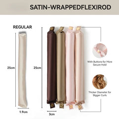 Satin Heatless Hair Curlers | Overnight Flexi Rods for Soft, No-Heat Curls close-up view