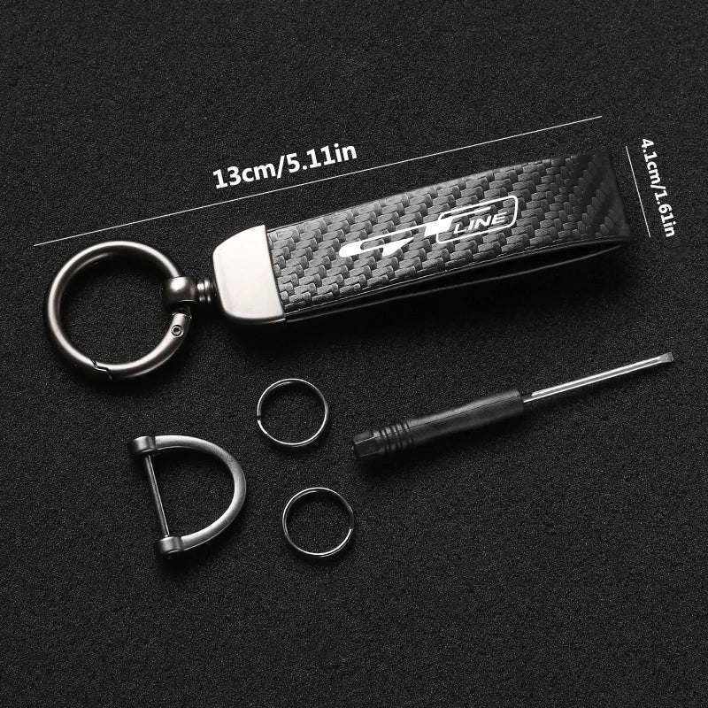 Carbon Fiber Style Keychain for KIA Models | Microfiber Leather Key Ring lifestyle view