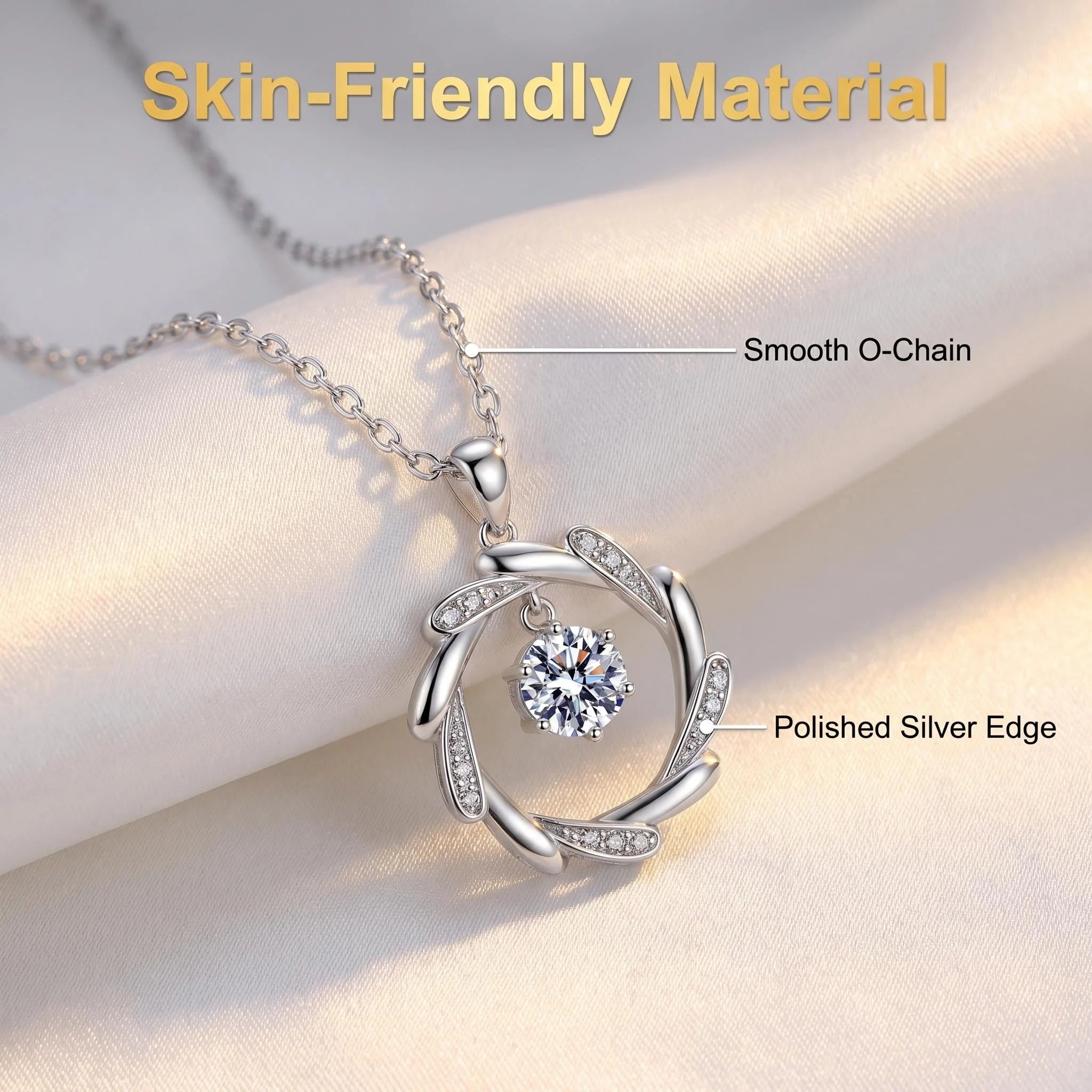 925 Silver Necklace Pendant Shining Zircon for Women Wedding Sterling Silver Jewelry E close-up view