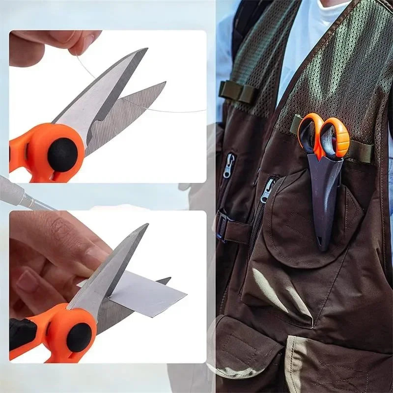 Professional Electrician Scissors | Heavy Duty Wire Stripping Shears with Non-Slip additional angle