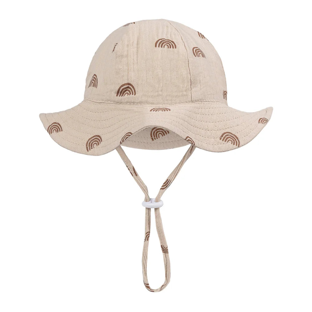 Baby Cotton Bucket Hat for Summer Sun Protection | Unisex Outdoor Panama Hat for Bo additional angle