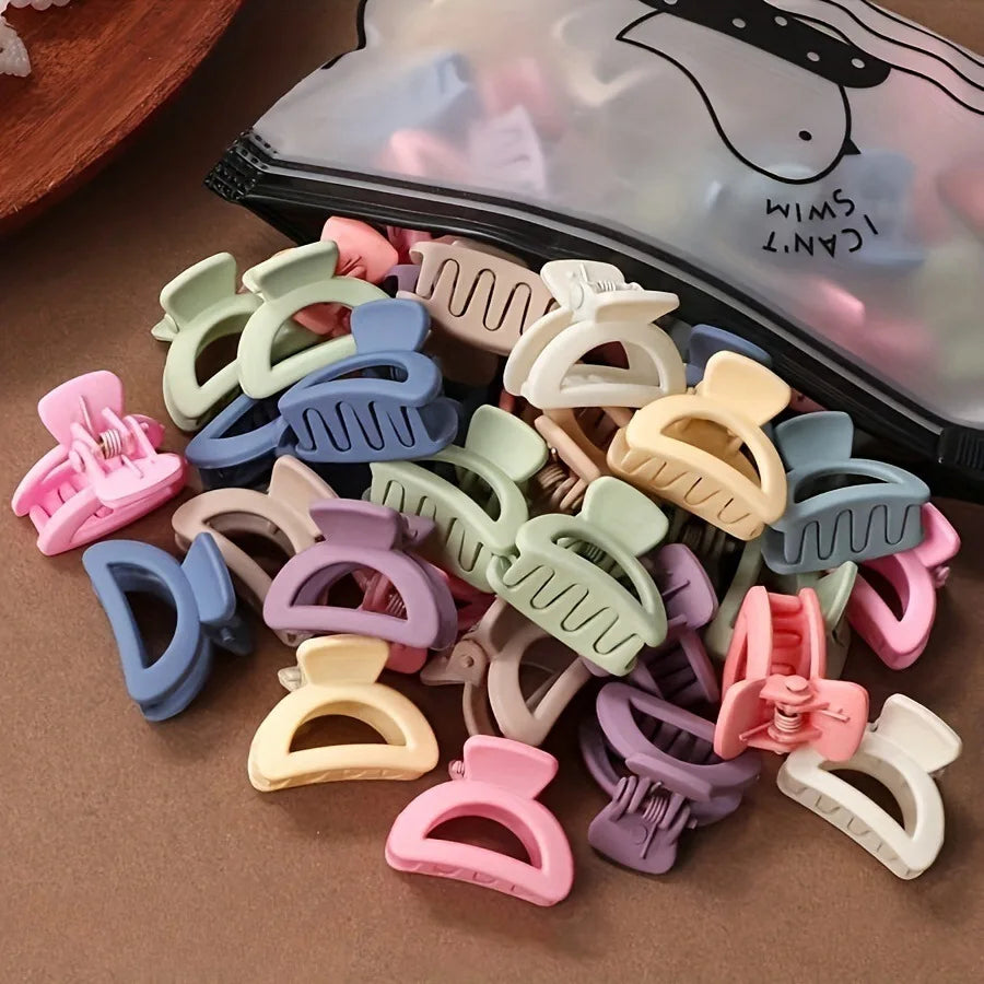 20 Pcs/bag Solid Color Matte Hollow Hair Claw Clip Candy Color Catch Barrettes Stylis alternate view