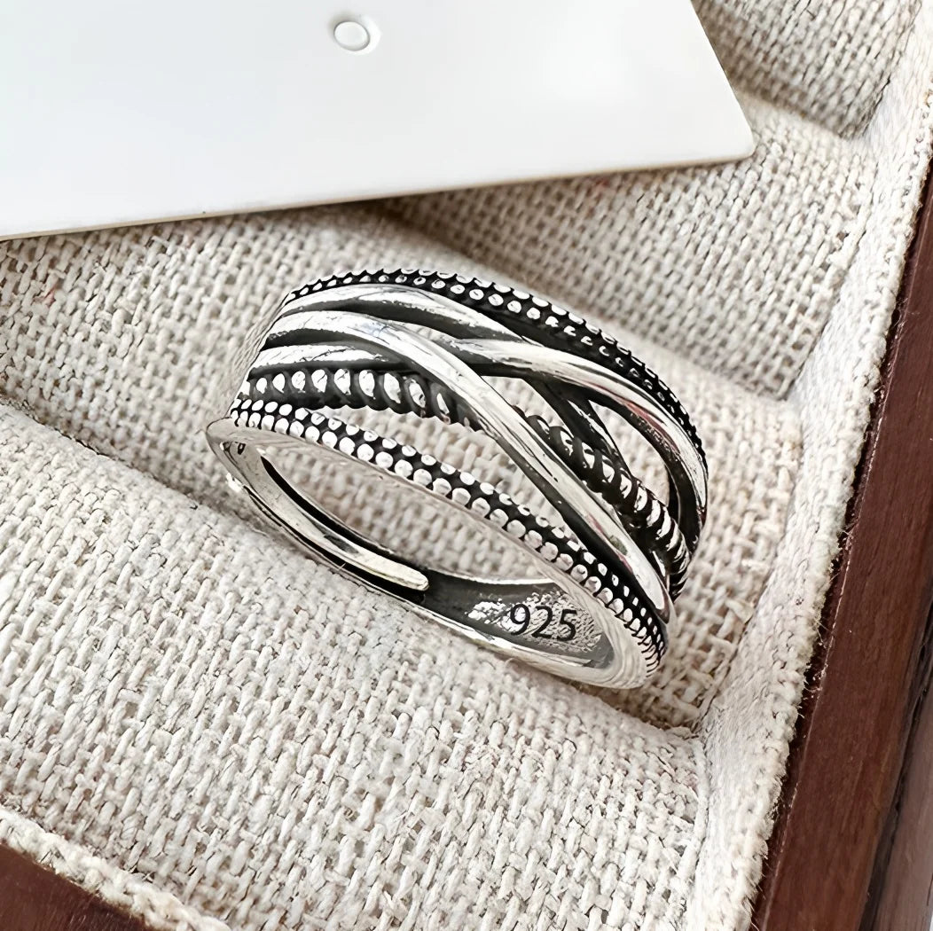 VENTFILLE 925 Sterling Silver Flower Lace Ring Korean Fashion Opening Inlaid CZ Adj additional angle