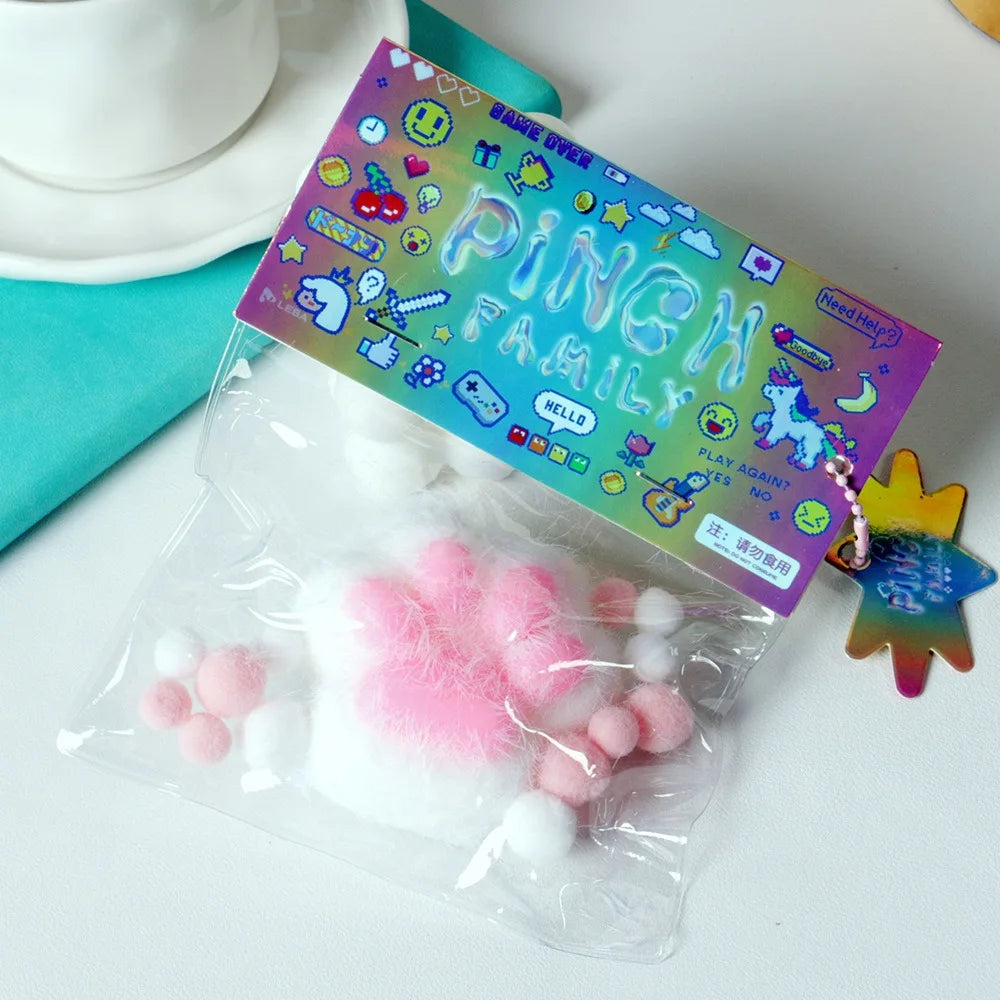 Taba Squishy Bow Cat Paw Fidget Toys | Cute Pink Cat Foot Slow Rebound Toy close-up view