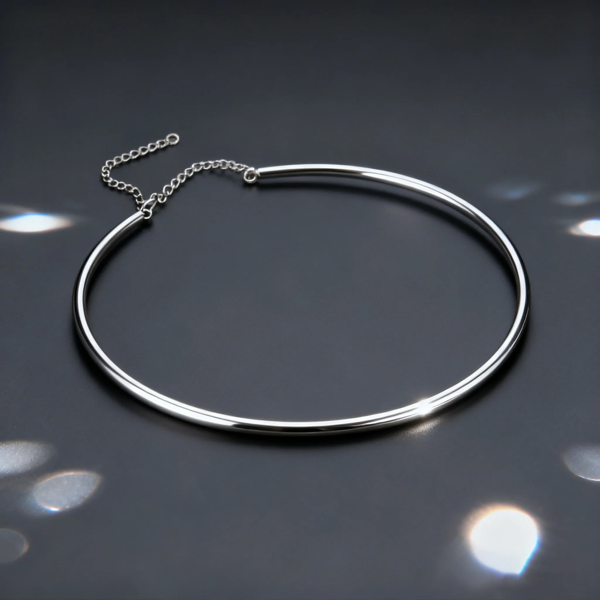 Dainty 4MM Wide Choker Necklace for Women,Silver Color Stainless Steel Necklaces, Torques Young Girl