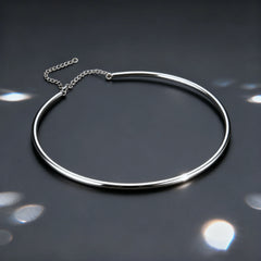Dainty 4MM Wide Choker Necklace for Women,Silver Color Stainless Steel Necklaces, Torques Young Girl