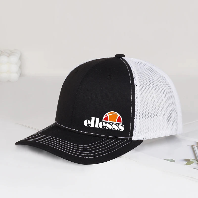 Breathable Mesh Trucker Hat with Ellessss Print | Adjustable Snapback for Outdoor S additional angle