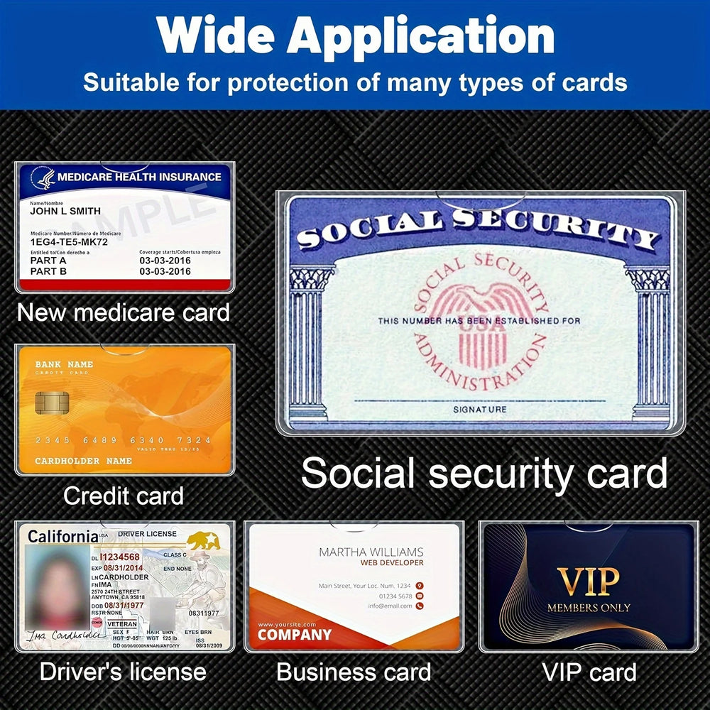 8 Pcs PVC Card Protective Cover | Secure Storage Solution for Credit Cards and ID close-up view