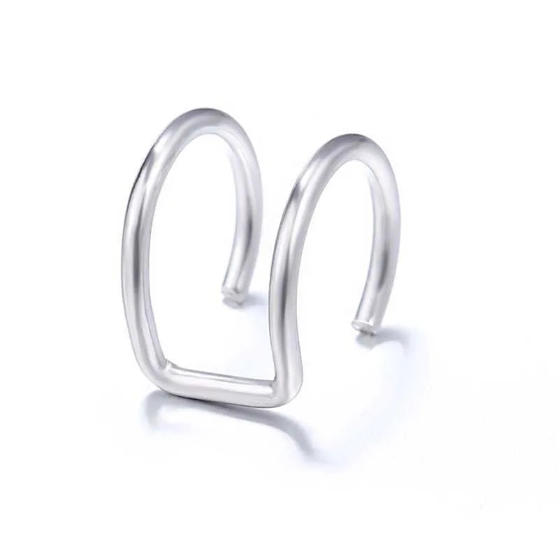 Korean Design Stainless Steel Clip Earrings No Piercing Gold Color Ear Bone Clips Sim alternate view