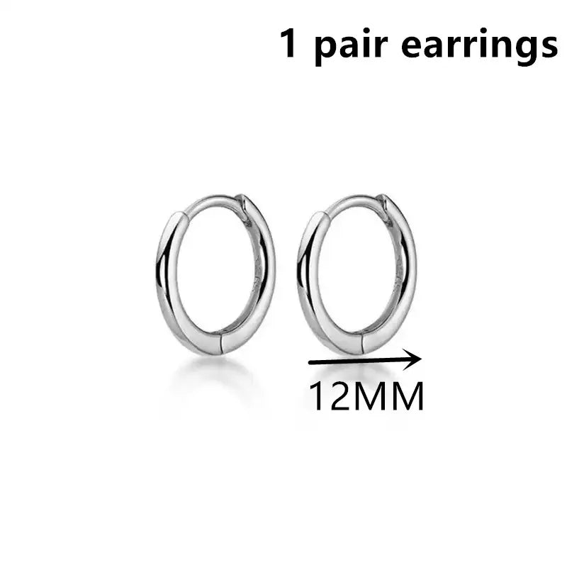 Exquisite 925 Sterling Silver Small Earrings, Plain Silver, Comfortable Earrings, Smooth detail view