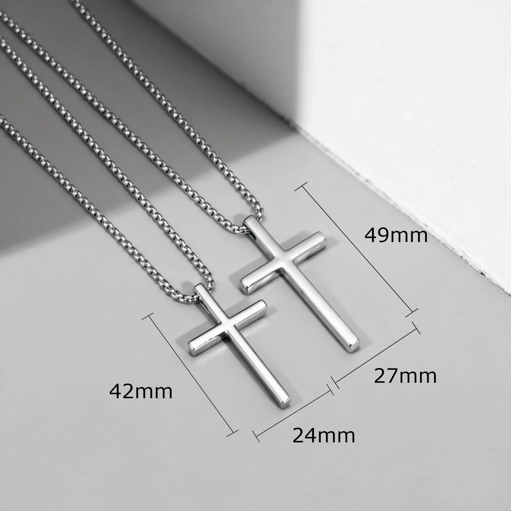 Fashionable Cross Pendant Necklace | Unisex Stainless Steel Box Chain lifestyle view
