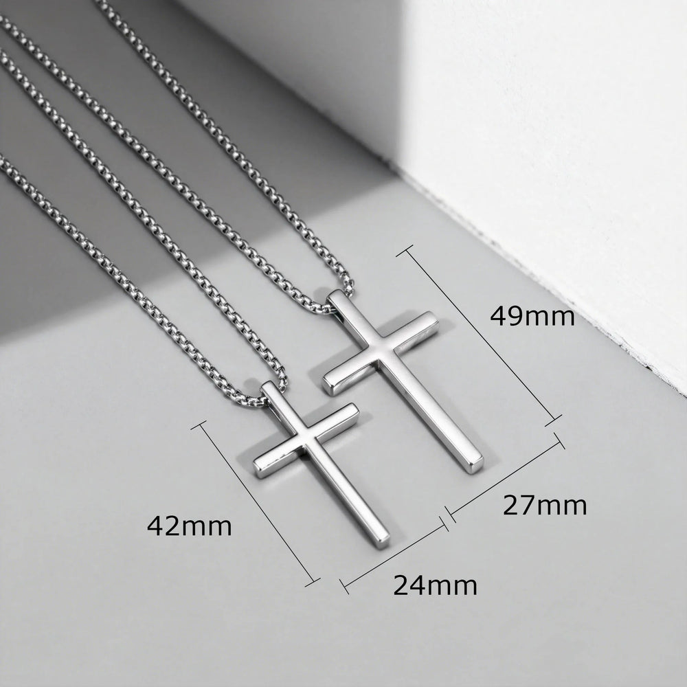 Fashionable Cross Pendant Necklace | Unisex Stainless Steel Box Chain lifestyle view